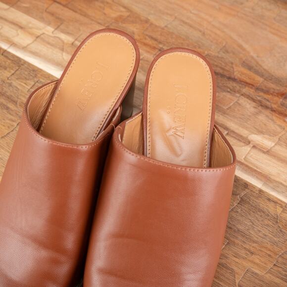 J. Crew Factory Heeled Mules in Warm Sepia Size 6.5 Brown Clog J.Crew - Picture 6 of 7